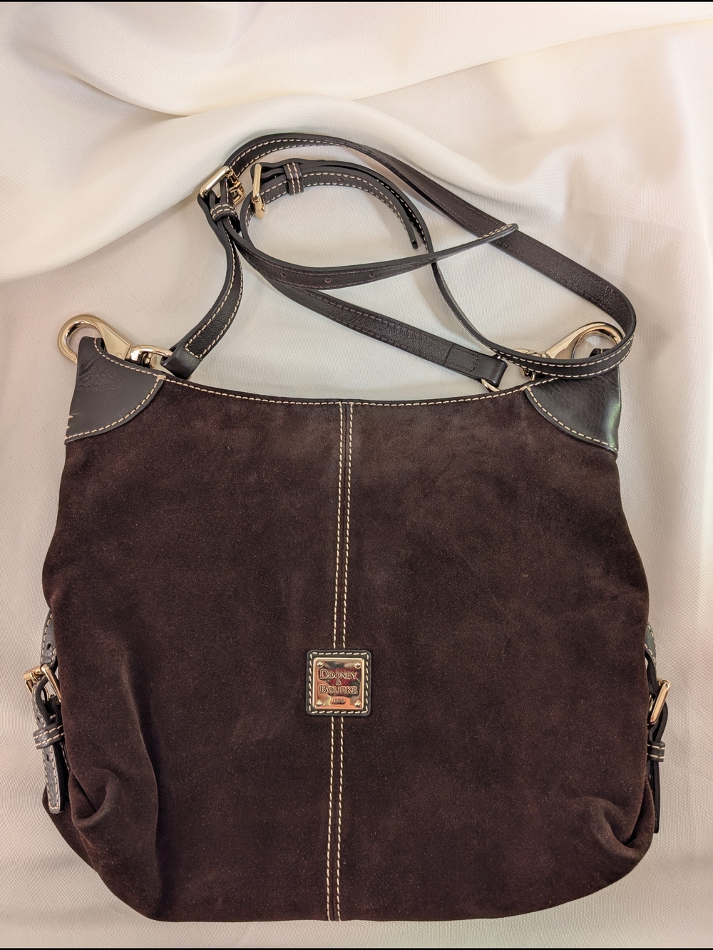 Dooney & Bourke Chocolate Brown Suede Hobo Shoulder Bag